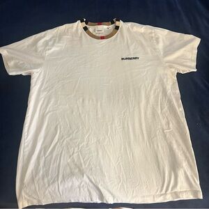 Burberry White Tee with Iconic Check Collar